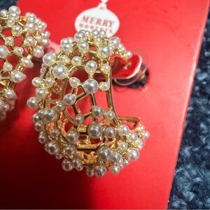 Gold and Pearl Hoop Earrings